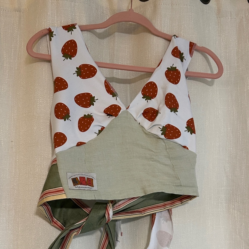 Strawberry Print Wrap Top